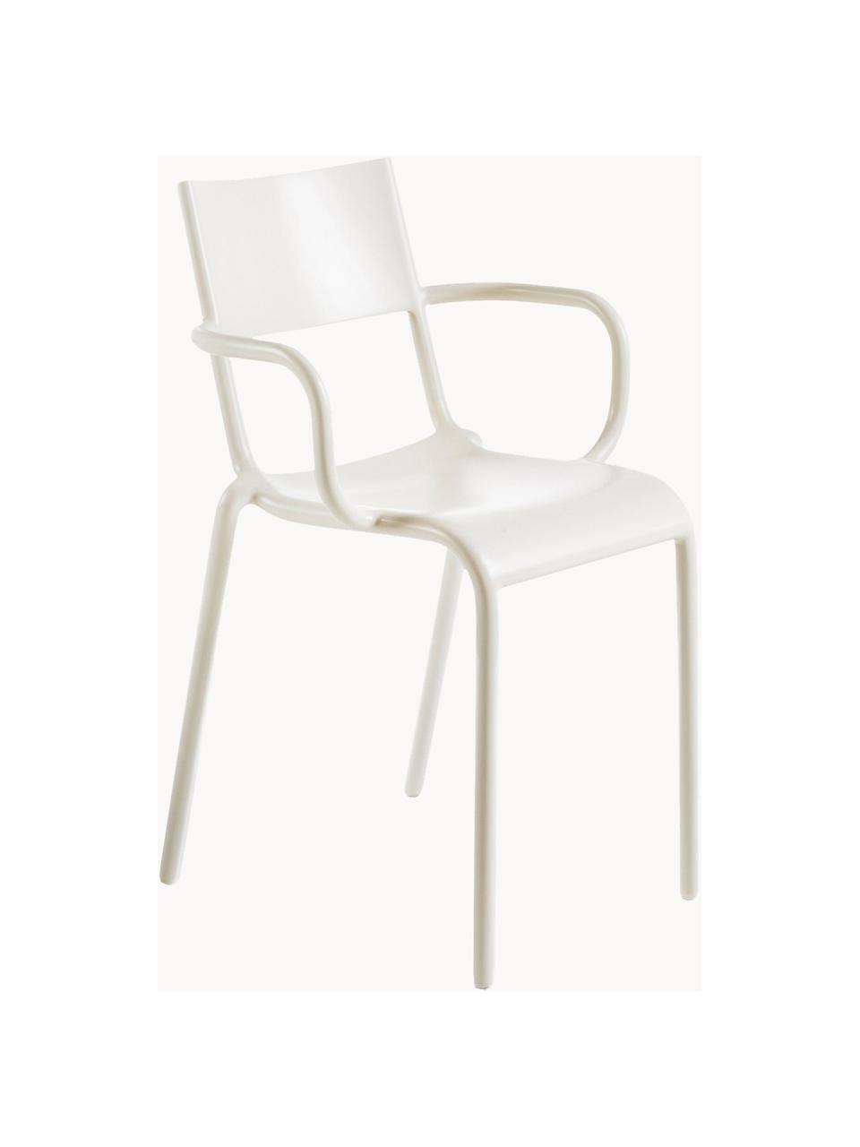 Sedia con braccioli bianca impilabile Generic A, Polipropilene modificato tinto, Bianco, Larg. 53 x Alt. 52 cm