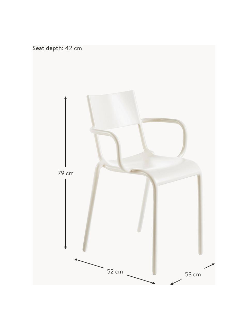 Chaise à accoudoirs blanche Generic A, empilable, Polypropylène modifié teinté dans la masse, Blanc, larg. 53 x haut. 52 cm