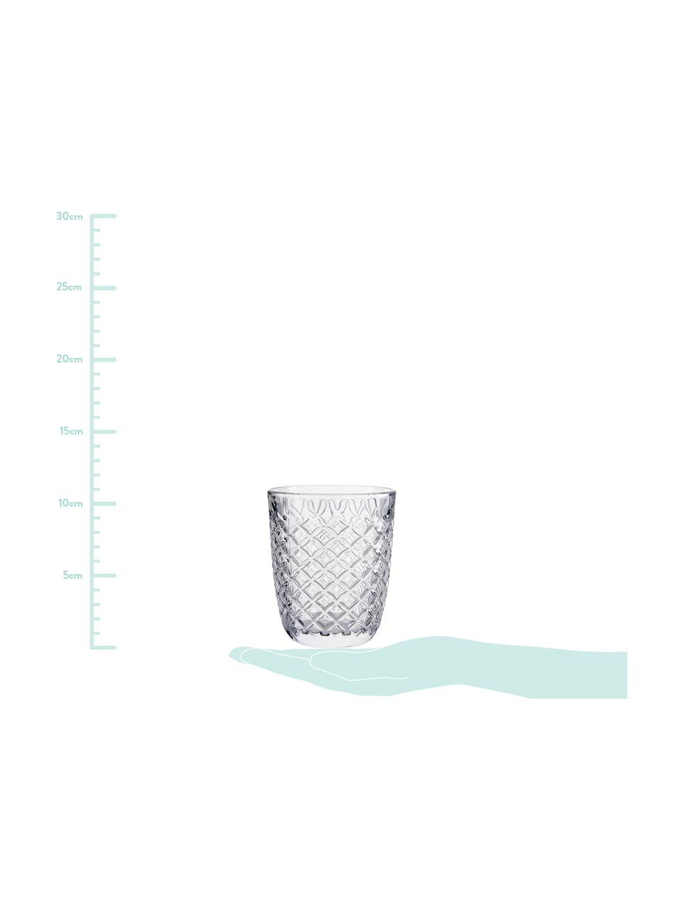 Bicchiere acqua con motivo a rilievo Arlequin 6 pz, Vetro, Trasparente, 250 ml