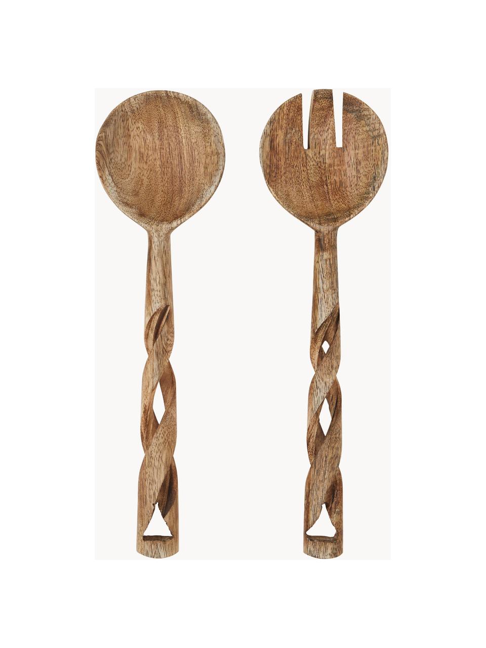 Posate da insalata in legno di mango Twisted, Legno di mango, Legno di mango, Lung. 28 cm