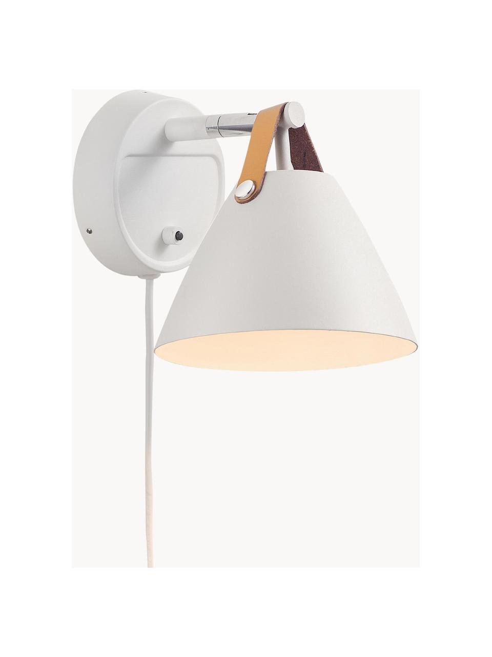 Nástenná lampa s vymeniteľným koženým popruhom Strap, Biela, piesková alebo čierna, H 21 x V 17 cm