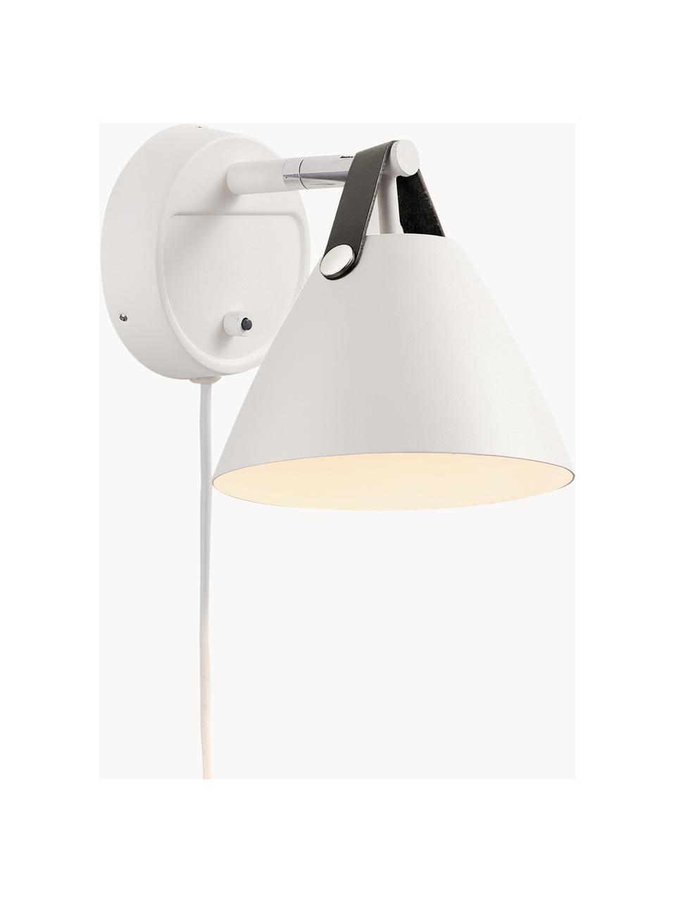 Nástenná lampa s vymeniteľným koženým popruhom Strap, Biela, piesková alebo čierna, H 21 x V 17 cm