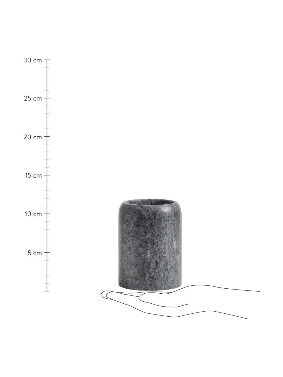 Tandenborstelbeker Aggaz van marmer, Marmer, Gemarmerd grijs, Ø 8 x H 10 cm