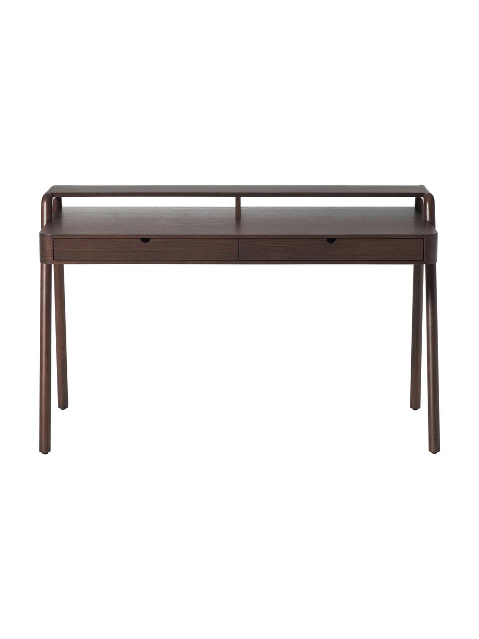 Scrivania in legno di frassino Evrak, Gambe: legno di frassino massicc, Legno di frassino scuro, Larg. 139 x Alt. 87 cm