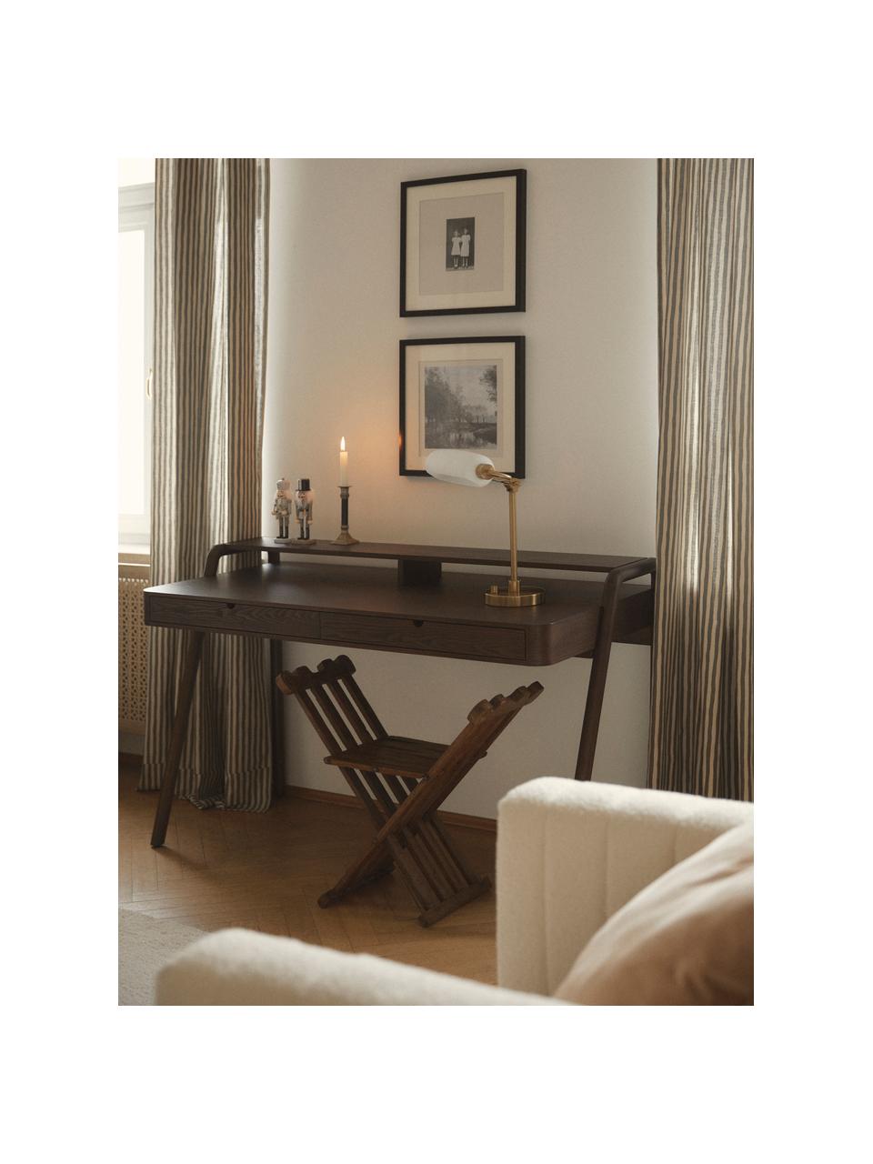 Pracovný stôl z jaseňového dreva Evrak, Tmavé jaseňové drevo, Š 139 x H 65