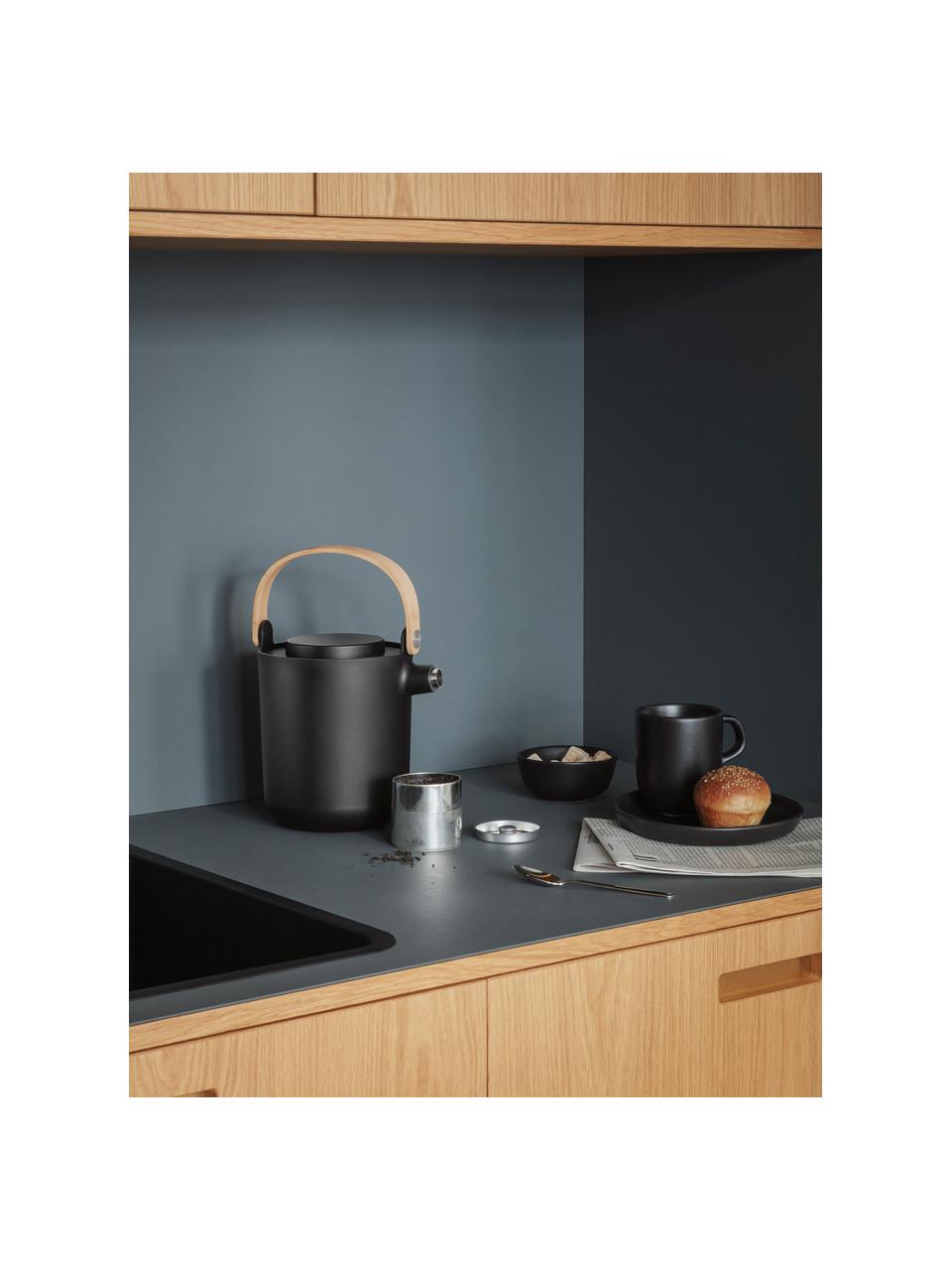 Isolierkanne Nordic Kitchen, 1 L, Kunststoff, Edelstahl, Bambus, Schwarz, Hellbraun, 1 L