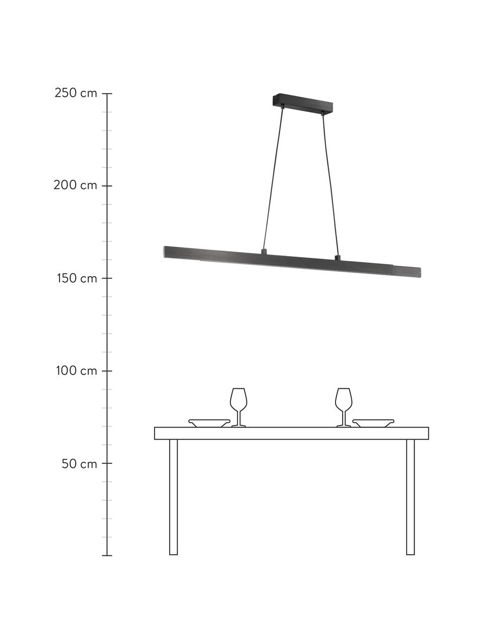 Lámpara de techo regulable grande LED Stripe, Pantalla: aluminio anodizado, Anclaje: aluminio anodizado, Cable: cubierto en tela, Negro, An 140 x Al 6 cm