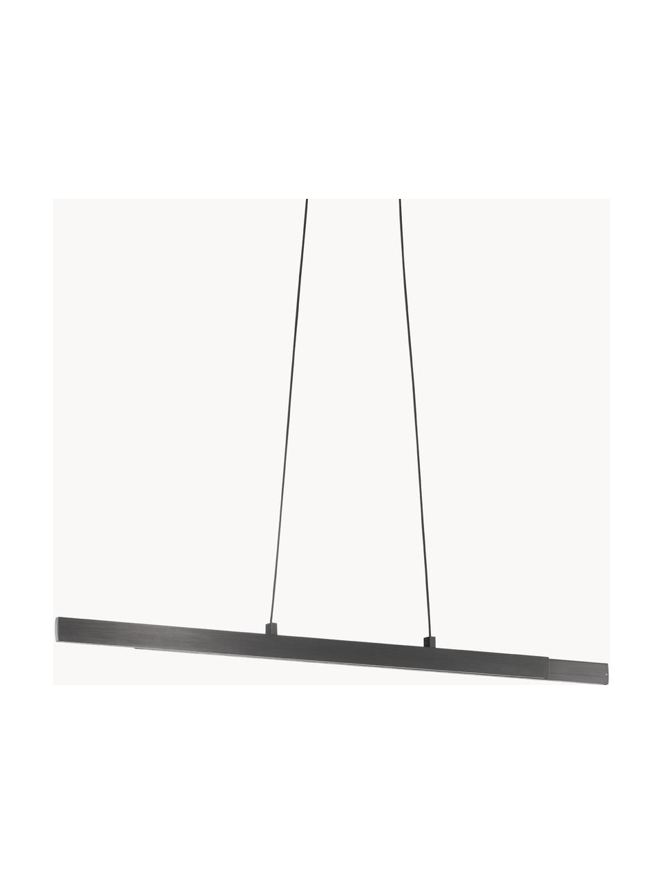 Grote dimbare uittrekbare LED hanglamp Stripe, Lampenkap: geanodiseerd aluminium, Zwart, B 140 x H 6 cm