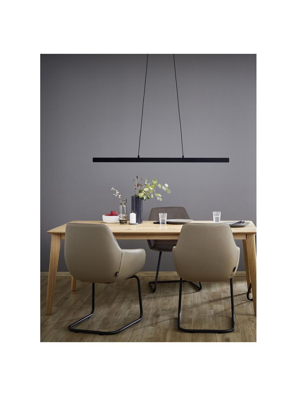 Grote dimbare uittrekbare LED hanglamp Stripe, Lampenkap: geanodiseerd aluminium, Zwart, B 140 x H 6 cm