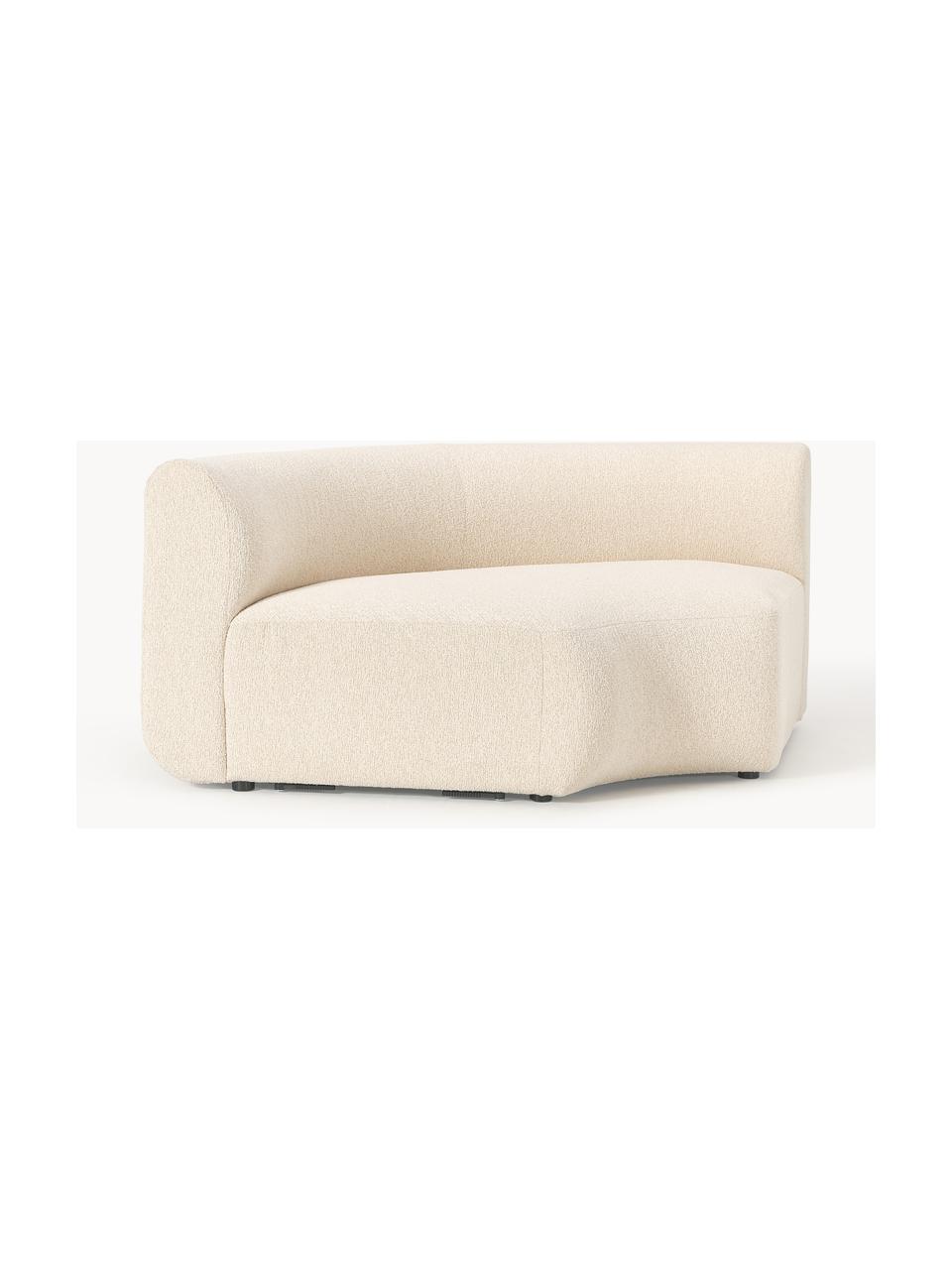 Modulo angolare curvo in bouclé Sofia, Rivestimento: bouclé (100% poliestere) , Struttura: legno di abete rosso, tru, Piedini: plastica Questo prodotto , Bouclé beige chiaro, Larg. 190 x Prof. 103 cm