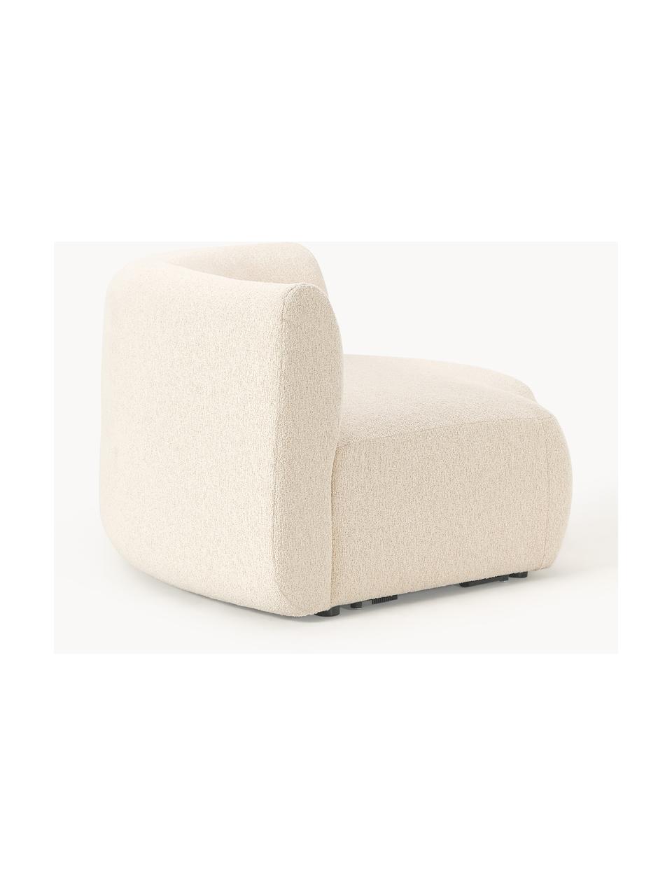 Modulo angolare curvo in bouclé Sofia, Rivestimento: bouclé (100% poliestere) , Struttura: legno di abete rosso, tru, Piedini: plastica Questo prodotto , Bouclé beige chiaro, Larg. 190 x Prof. 103 cm