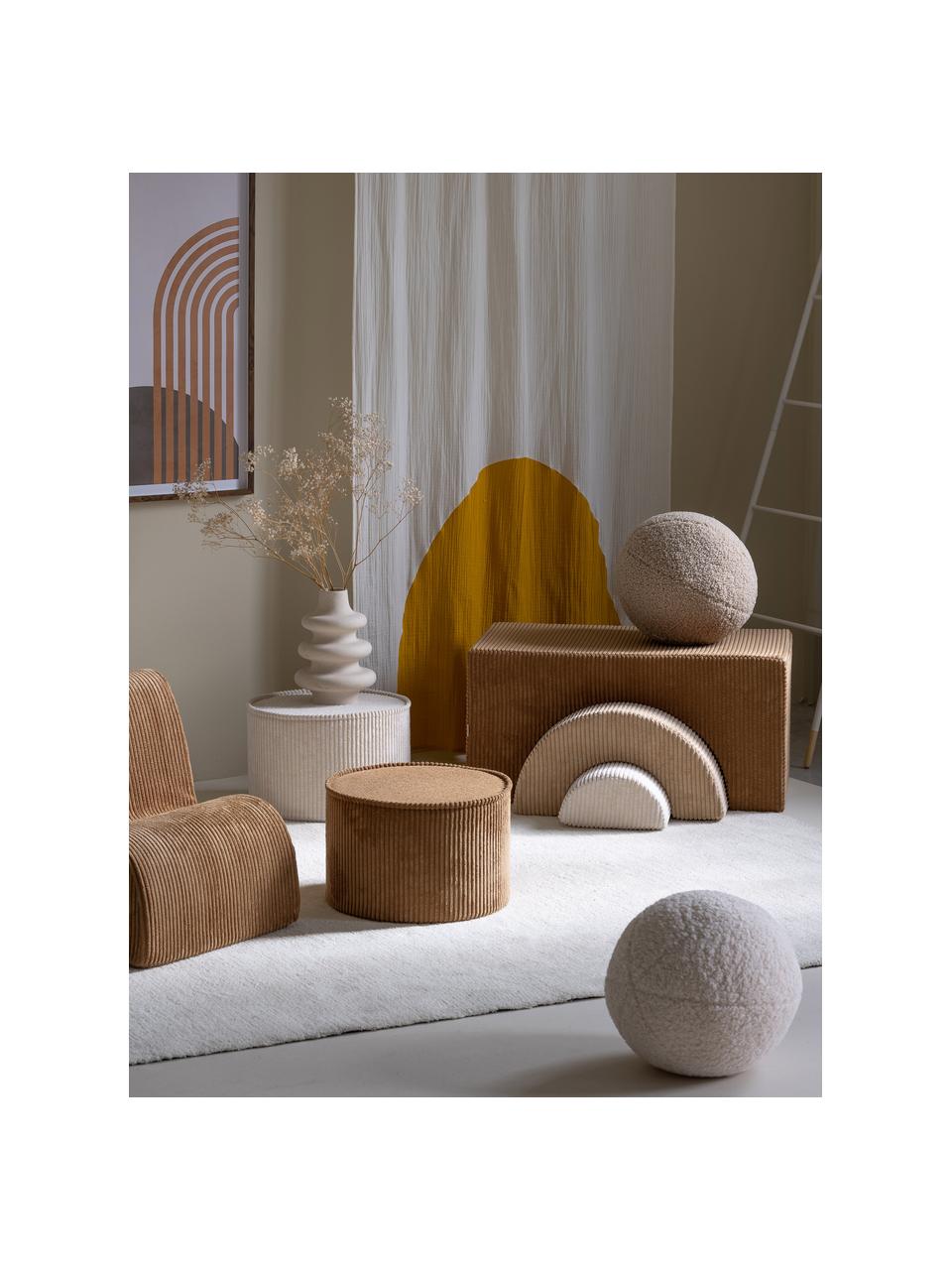 Pouf per bambini in velluto a coste Sugar Ø 40 cm, Rivestimento: velluto a coste (100% pol, Velluto a coste marrone chiaro, Ø 40 x Alt. 25 cm