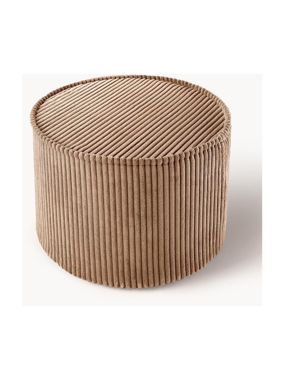 Pouf en velours côtelé pour enfant Sugar, Ø 40 cm, Velours côtelé brun clair, Ø 40 x haut. 25 cm