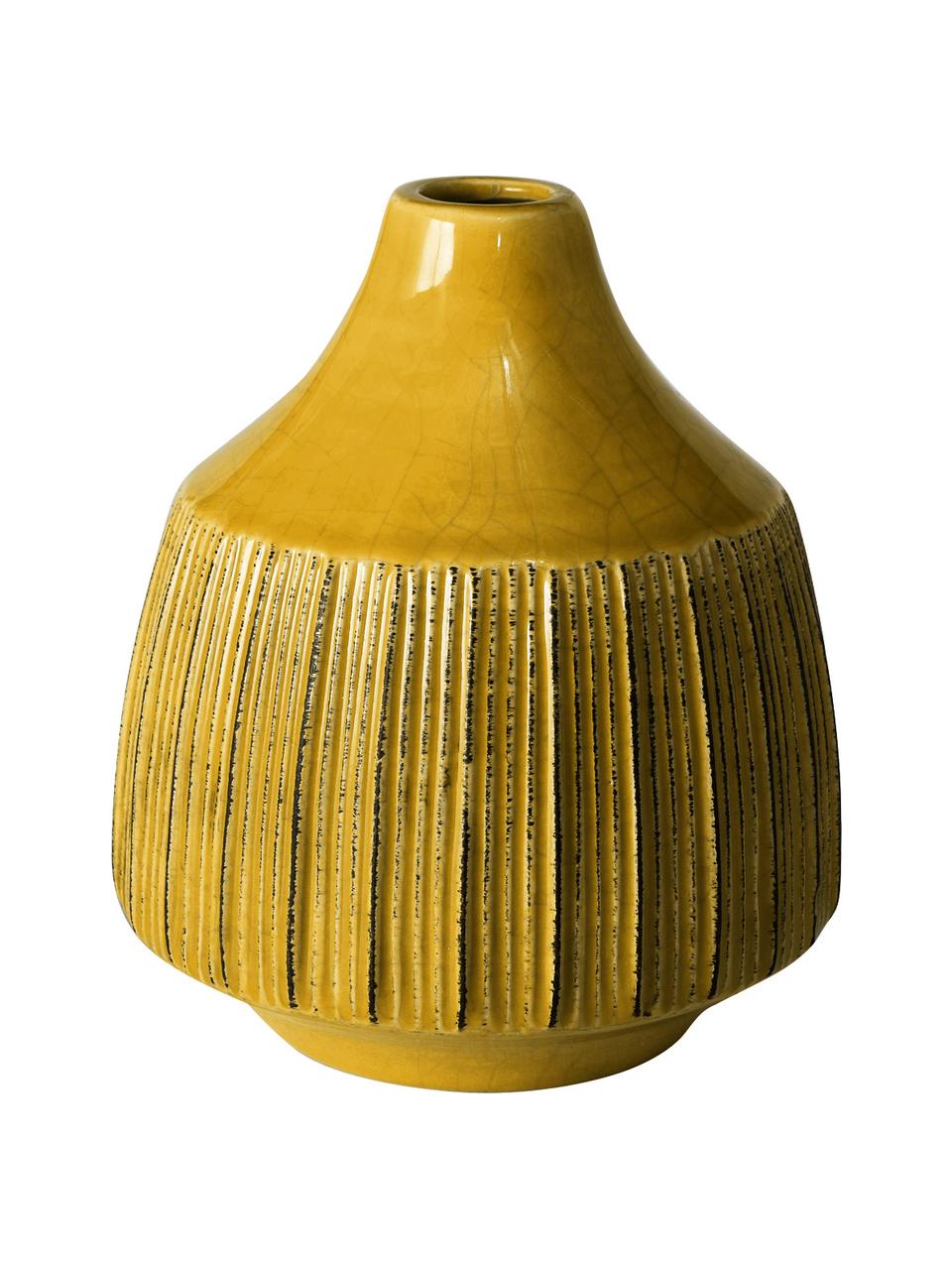 Kleine vaas Menos van keramiek, Keramiek, Geel, Ø 12 cm, H 14 cm