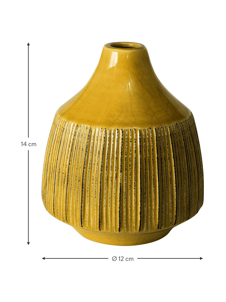 Vaso decorativo in gres Menos, Gres, Giallo, Ø 12 x Alt. 14 cm