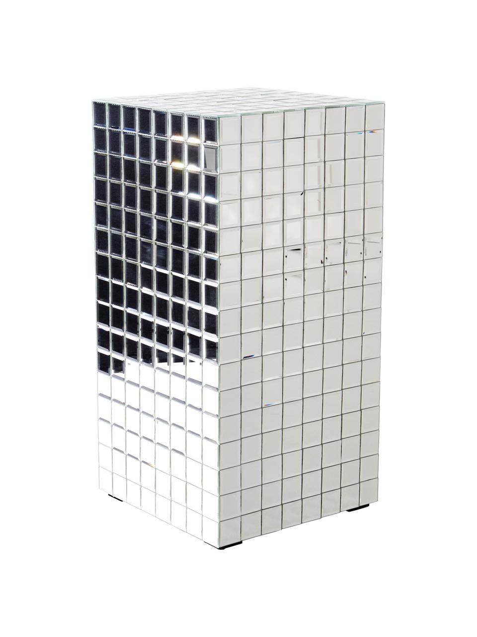 Pilier décoratif avec mosaïque miroir Disco, Couleur chrome, larg. 40 x haut. 80 cm
