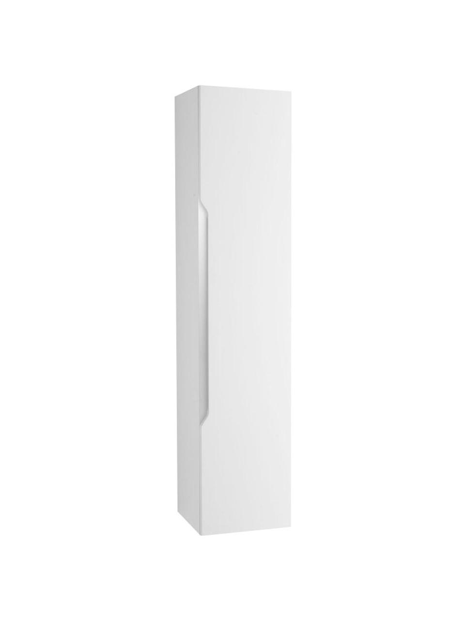 Mobile bagno alto Belsk, larg. 35 cm, Ripiani: vetro, truciolare con lam, Bianco, Larg. 35 x Alt. 160 cm