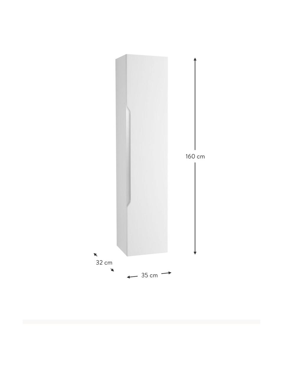 Mobile bagno alto Belsk, larg. 35 cm, Ripiani: vetro, truciolare con lam, Bianco, Larg. 35 x Alt. 160 cm