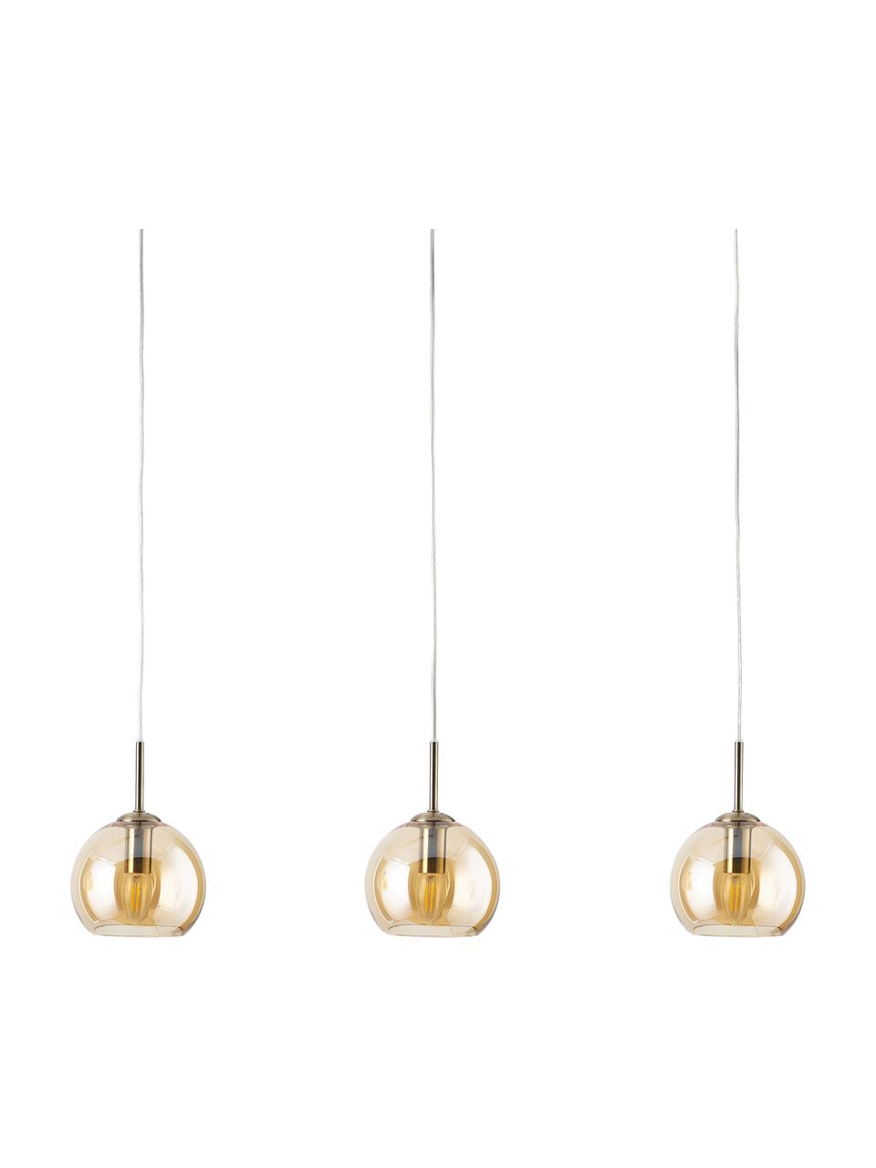 Lampada grande a sospensione Hamilton, Paralume: vetro, Struttura: metallo spazzolato, Baldacchino: metallo spazzolato, Ambrato, Larg. 81 x Alt. 13 cm