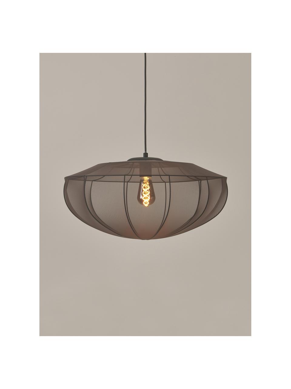 Lampa wisząca z siateczki Beau, Stelaż: metal malowany proszkowo, Szary, Ø 60 x W 29 cm