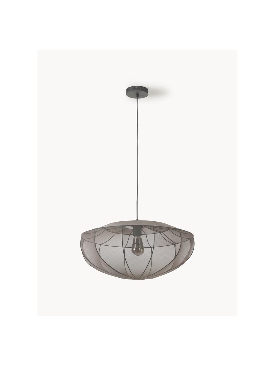 Lampa wisząca z siateczki Beau, Stelaż: metal malowany proszkowo, Szary, Ø 60 x W 29 cm