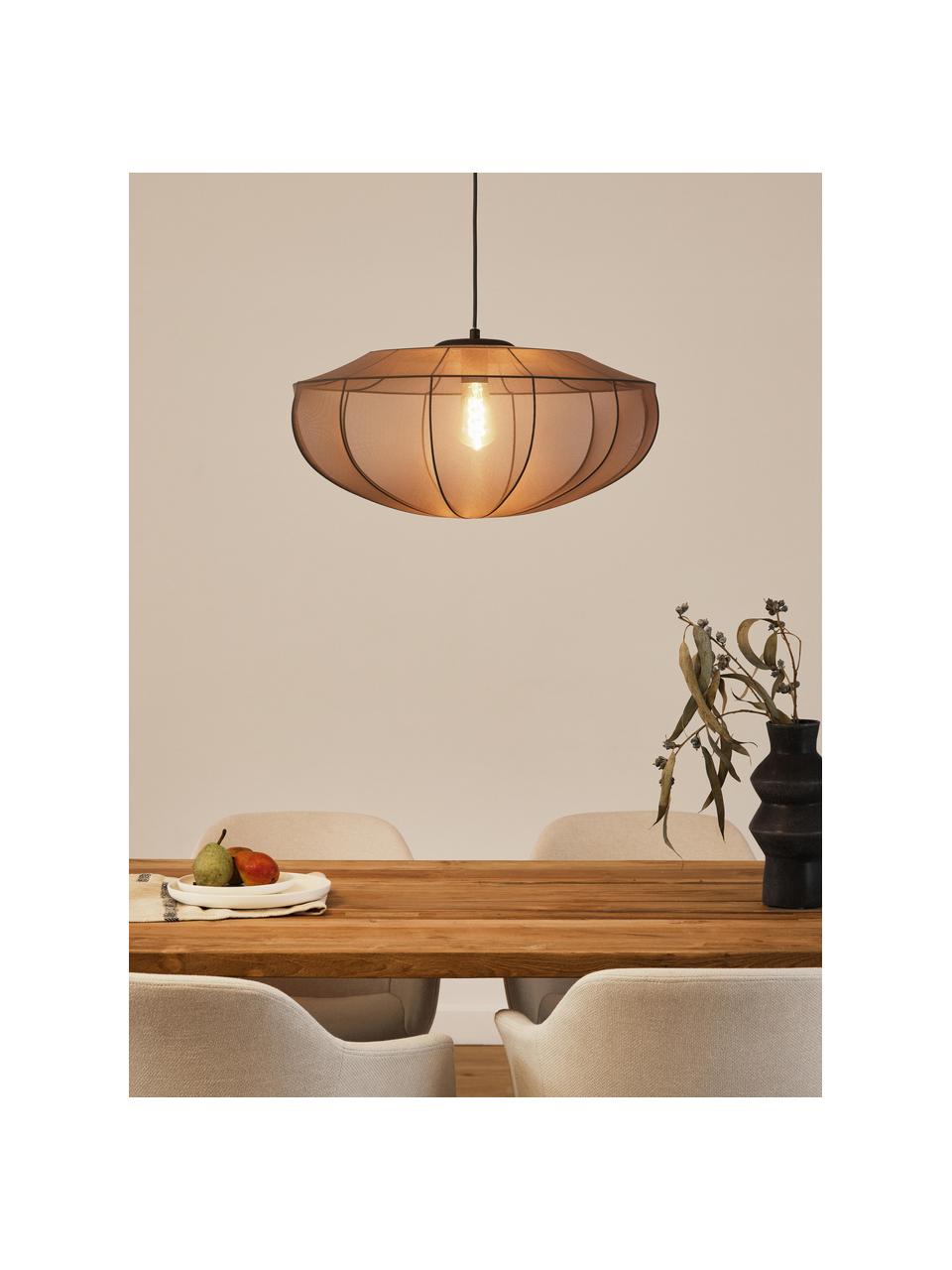 Lampa wisząca z siateczki Beau, Stelaż: metal malowany proszkowo, Szary, Ø 60 x W 29 cm