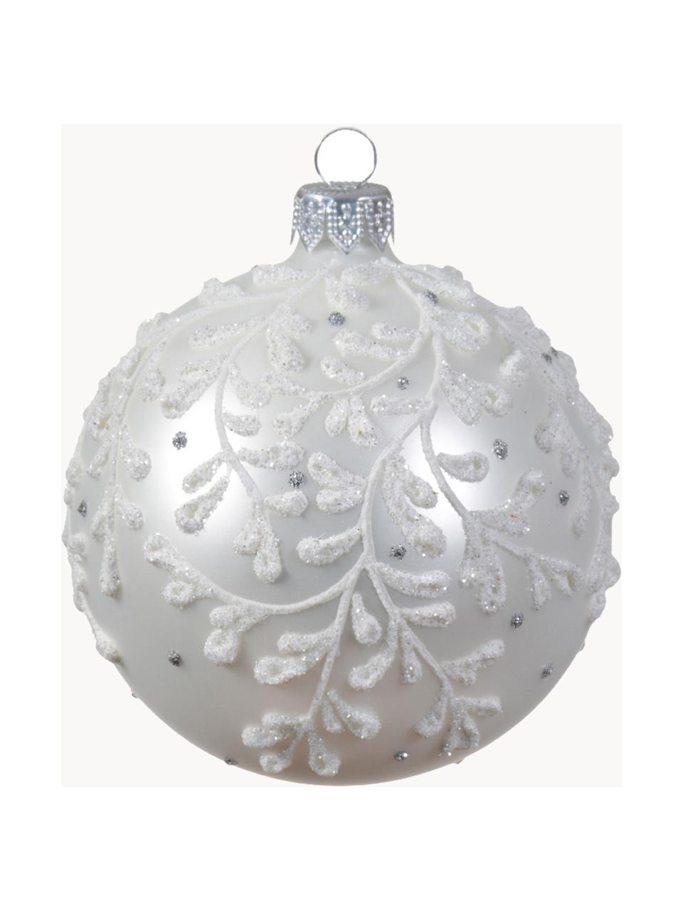 Vánoční ozdoby Durra, 6 ks, Sklo, Stříbrná, bílá, Ø 8 cm