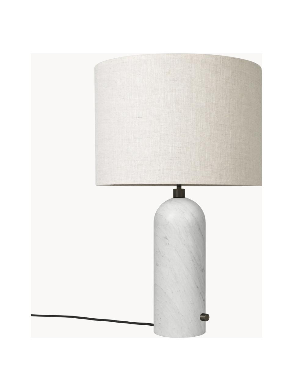 Grosse dimmbare Tischlampe Gravity mit Marmorfuss, in verschiedenen Grössen, Lampenschirm: Stoff, Hellbeige, Weiss marmoriert, Ø 41 x H 65 cm