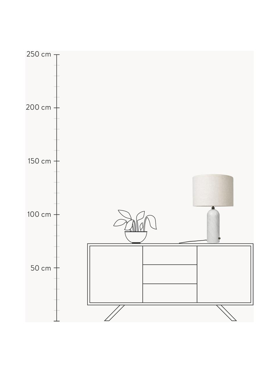 Grosse dimmbare Tischlampe Gravity mit Marmorfuss, in verschiedenen Grössen, Lampenschirm: Stoff, Hellbeige, Weiss marmoriert, Ø 41 x H 65 cm