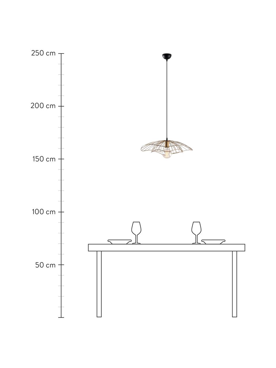 Lampada a sospensione in metallo Tel, Paralume: metallo rivestito, Baldacchino: metallo rivestito, Ottonato, Ø 50 x Alt. 14 cm