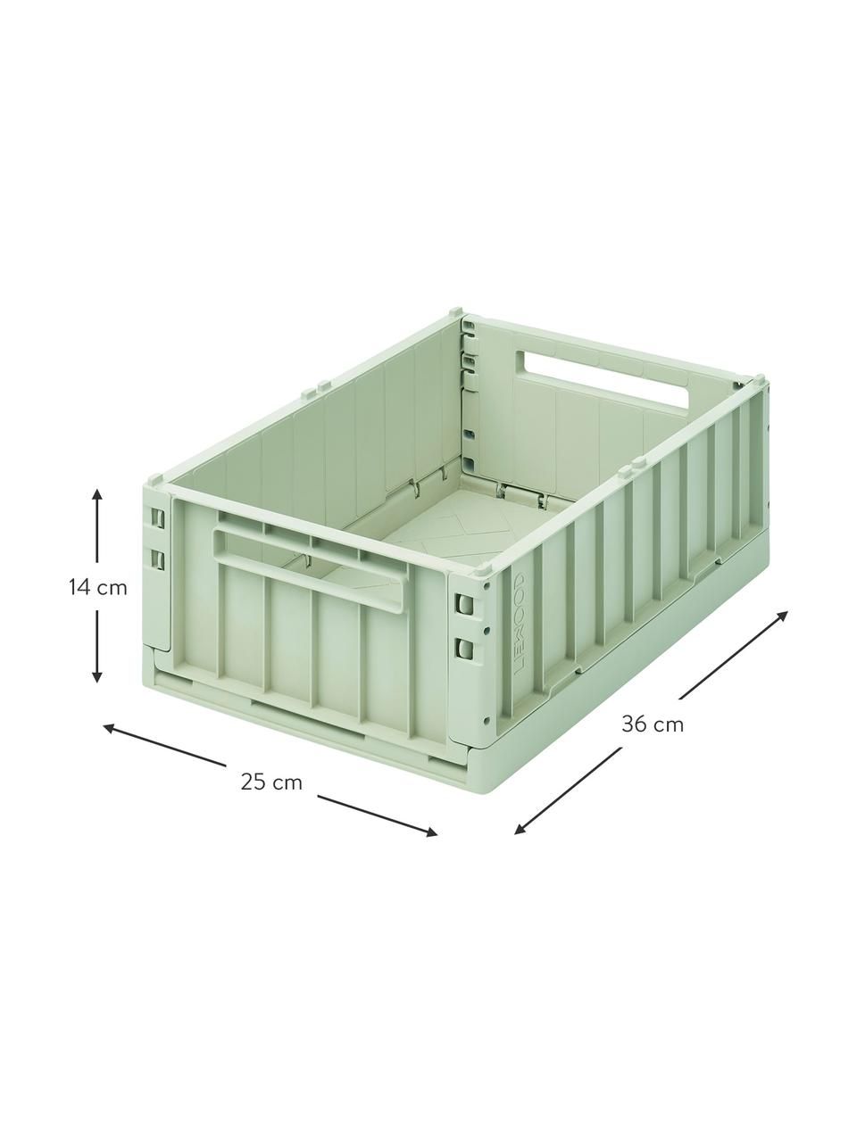 Scatola media pieghevole in plastica riciclata Weston 2 pz, Materiale sintetico riciclato, Verde pastello, Larg. 36 x Alt. 14 cm