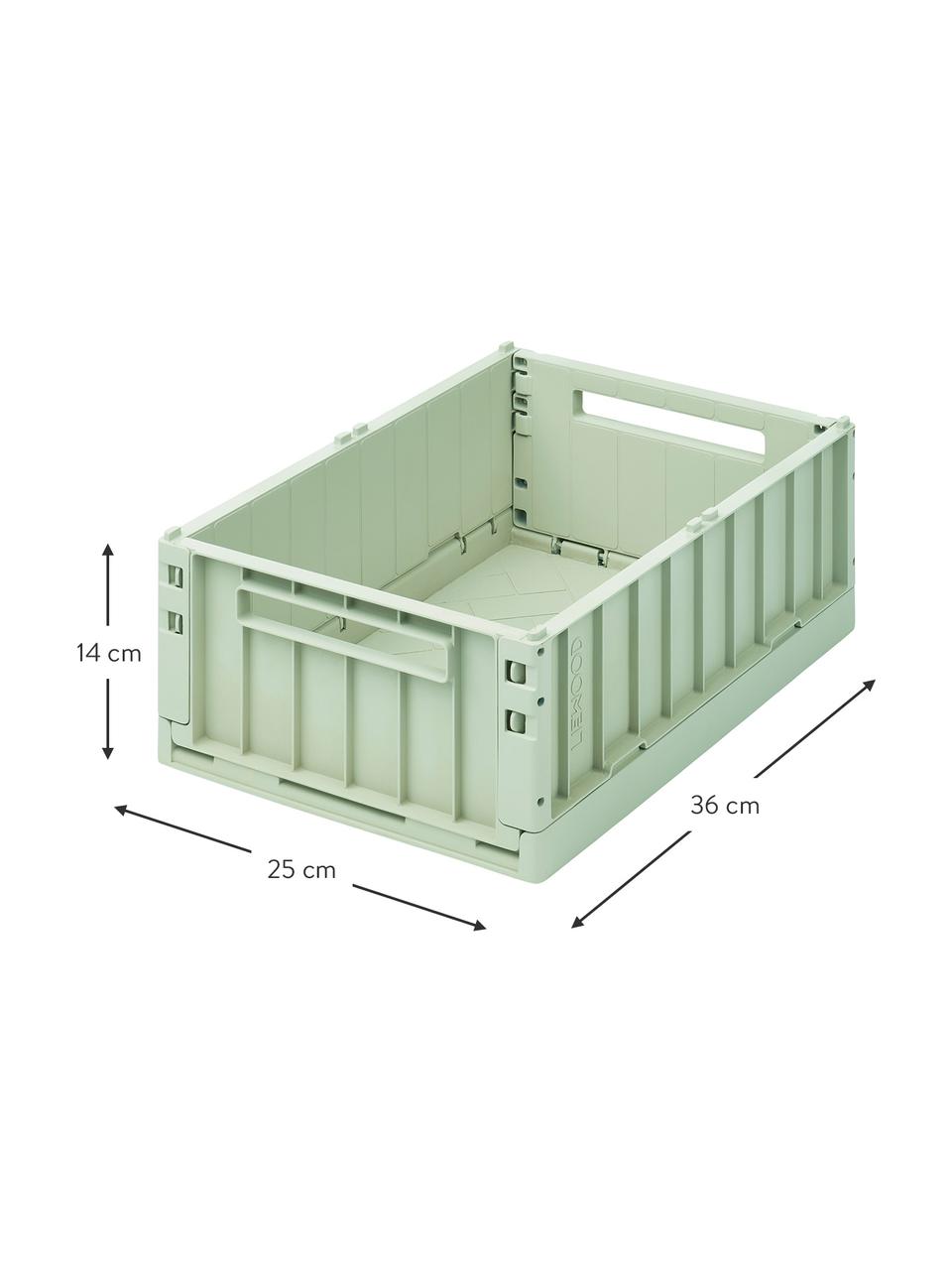 Skládací box z recyklovaného plastu Weston, střední, 2 ks, Recyklovaná umělá hmota, Přední a zadní strana: pastelově zelená, Š 36 cm, V 14 cm