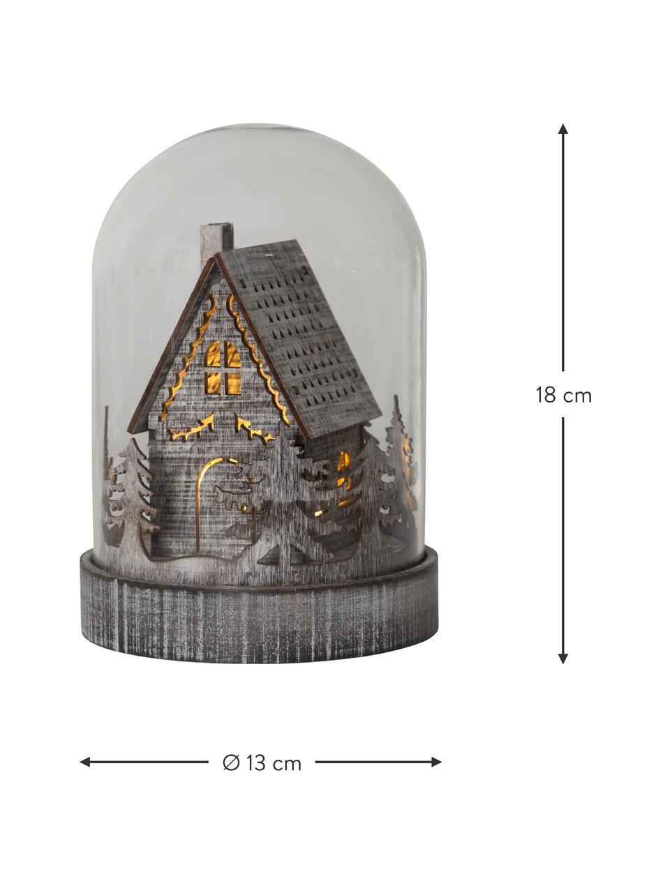 Décoration lumineuse de Noël avec fonction de minuterie Kupol, Transparent, gris, Ø 13 x haut. 18 cm