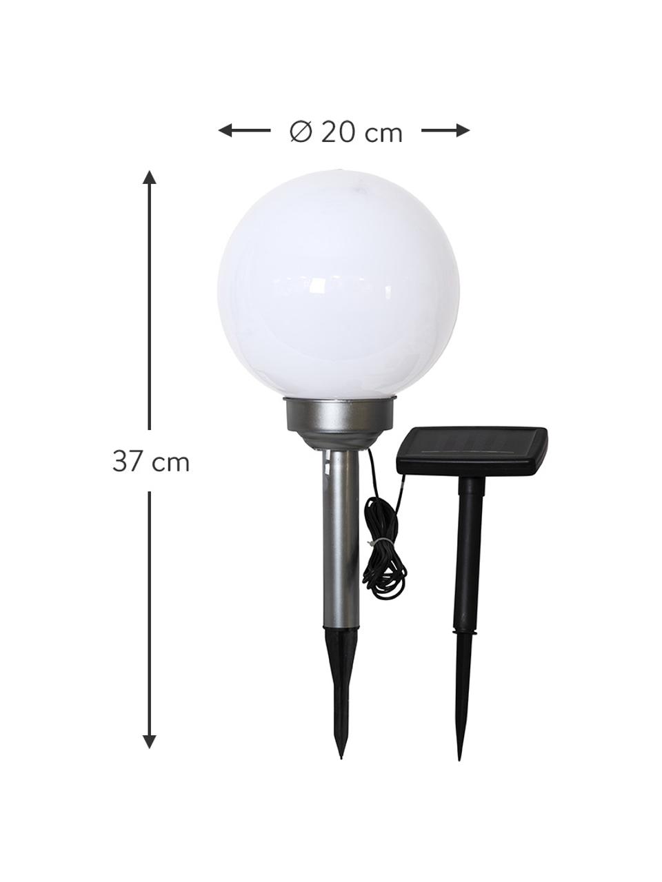 Lámpara solar de suelo Luna, Pantalla: plástico, Cable: plástico, Blanco opalino, plateado, Ø 20 x Al 37 cm