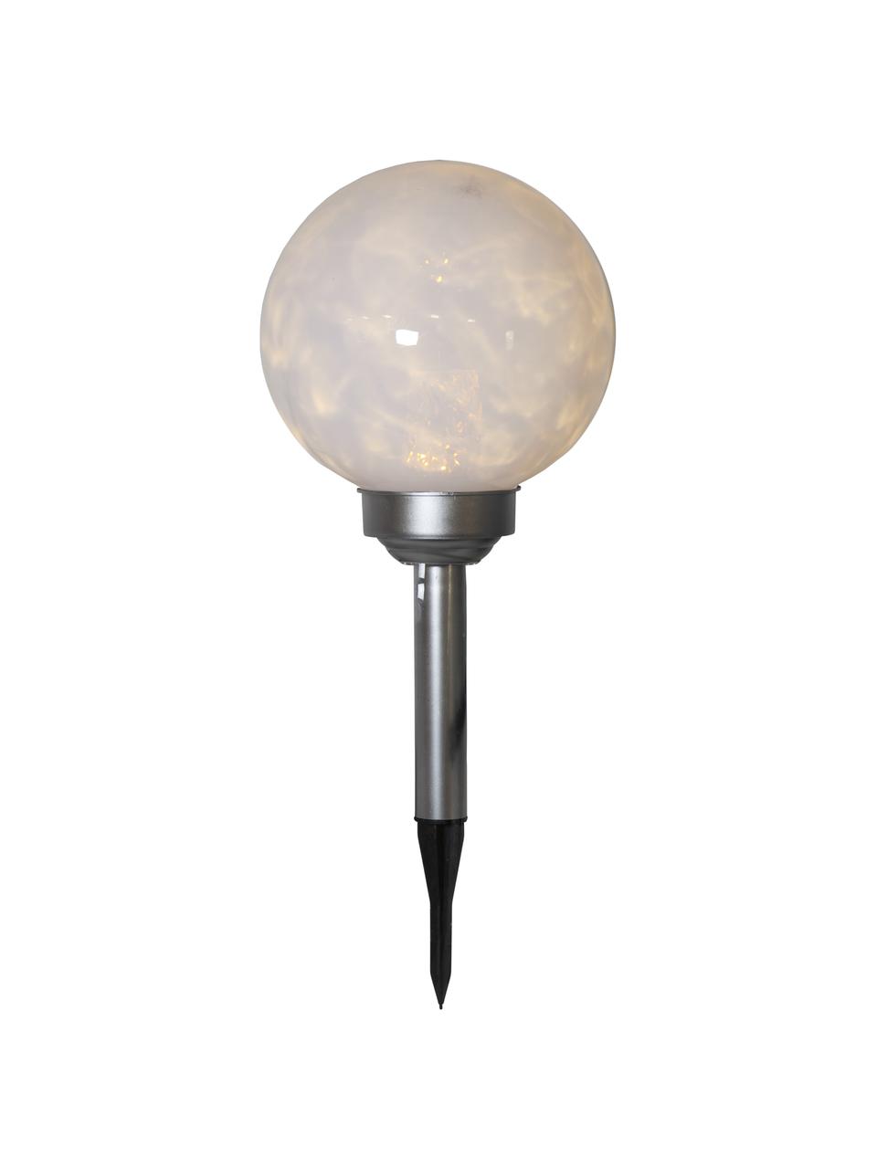 Solar Bodenleuchte Luna, Lampenschirm: Kunststoff, Opalweiß, Silberfarben, Ø 20 x H 37 cm