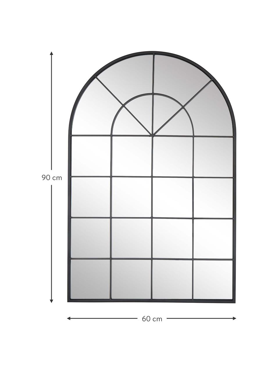 Miroir mural look fenêtre Clarita, Noir, larg. 60 x haut. 90 cm