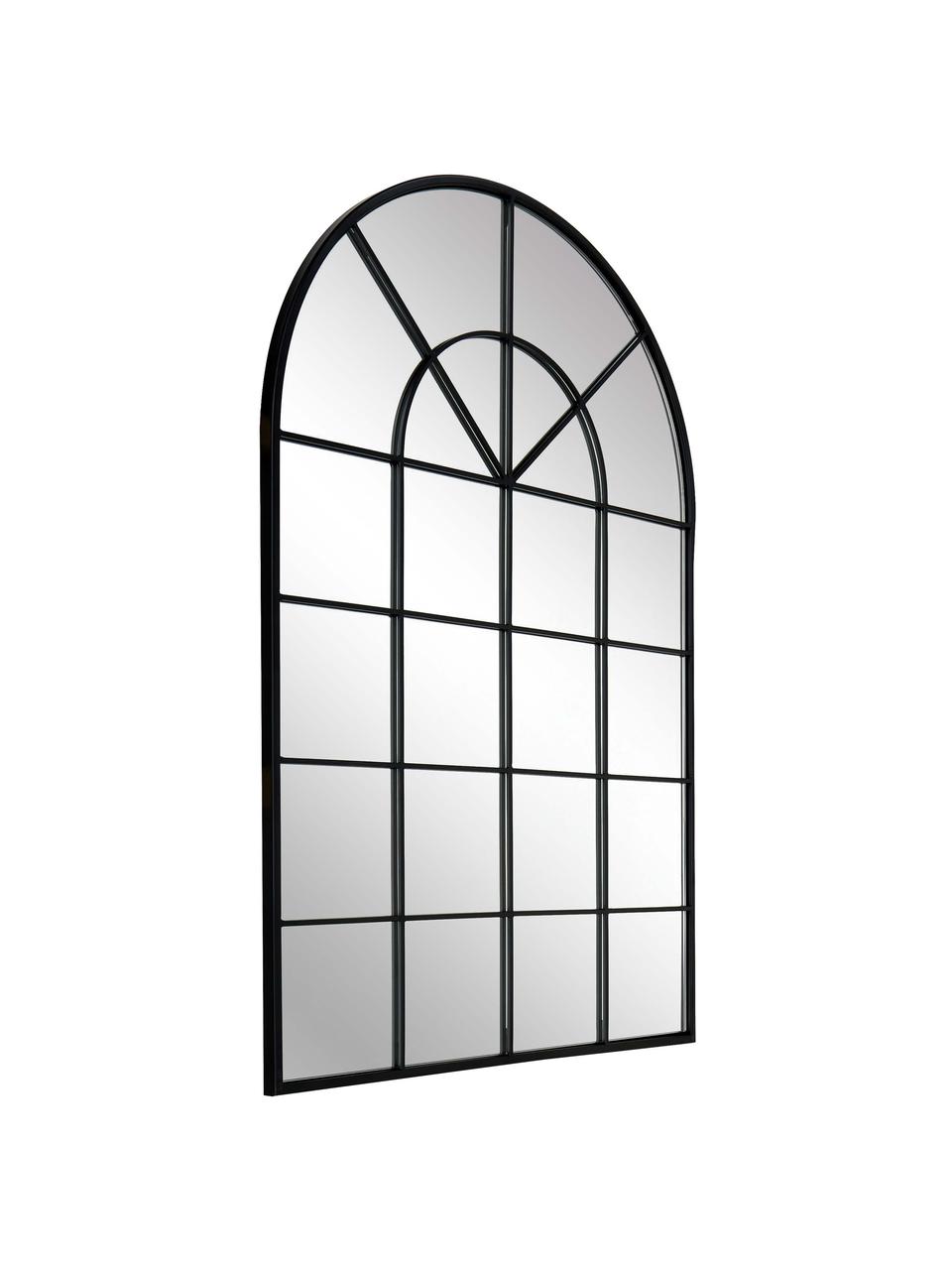 Specchio da parete look finestra Clarita, Cornice: metallo verniciato a polv, Retro: pannello di fibra a media, Superficie dello specchio: lastra di vetro, Nero, Larg. 60 x Alt. 90 cm