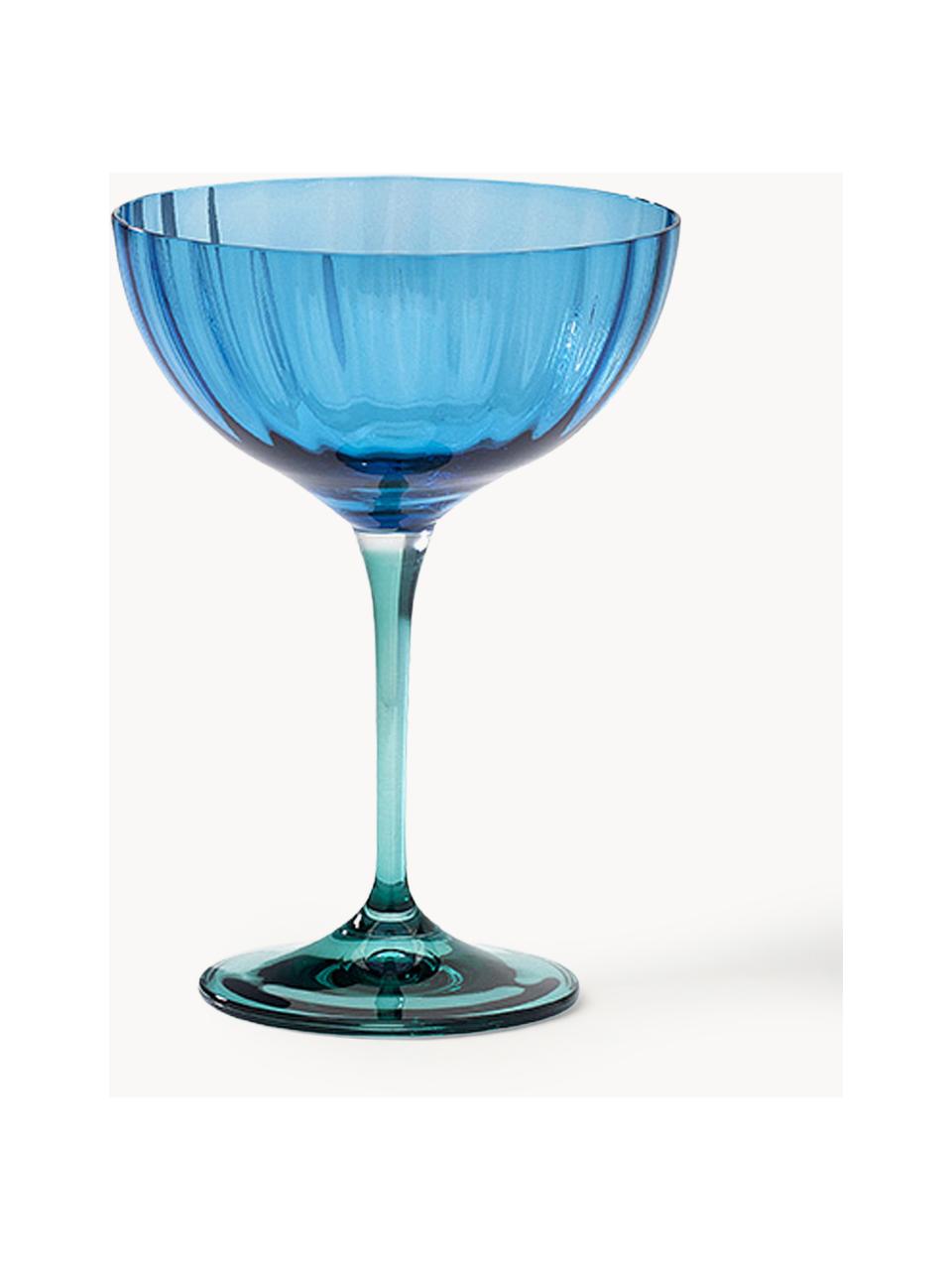 Champagnergläser Jazzy, 2 Stück, Glas, Blau, Türkisgrün, transparent, Ø 11 x H 16 cm, 210 ml