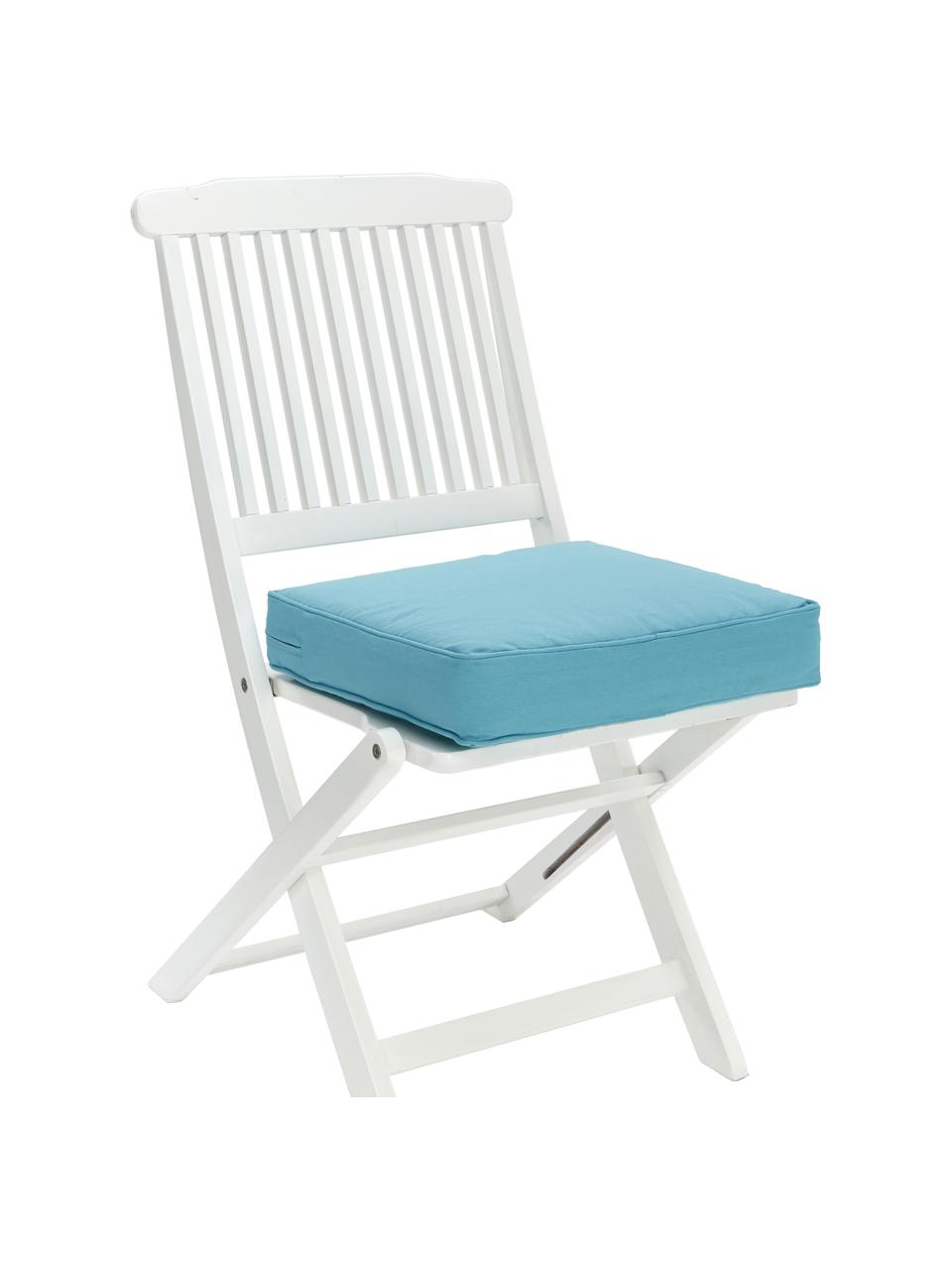 Wysoka poduszka siedziska na krzesło z bawełny Zoey, Niebieski, S 40 x D 40 cm