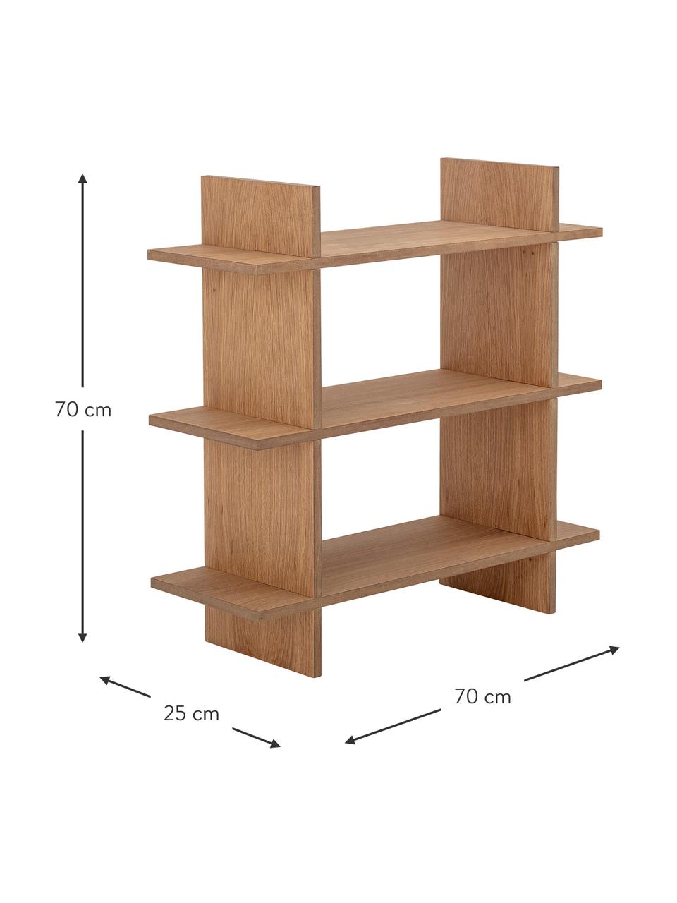 Estante de pared de madera Gitt, Tablero de fibras de densidad media (MDF) con chapado en madera de roble, Madera, An 70 x Al 70 cm