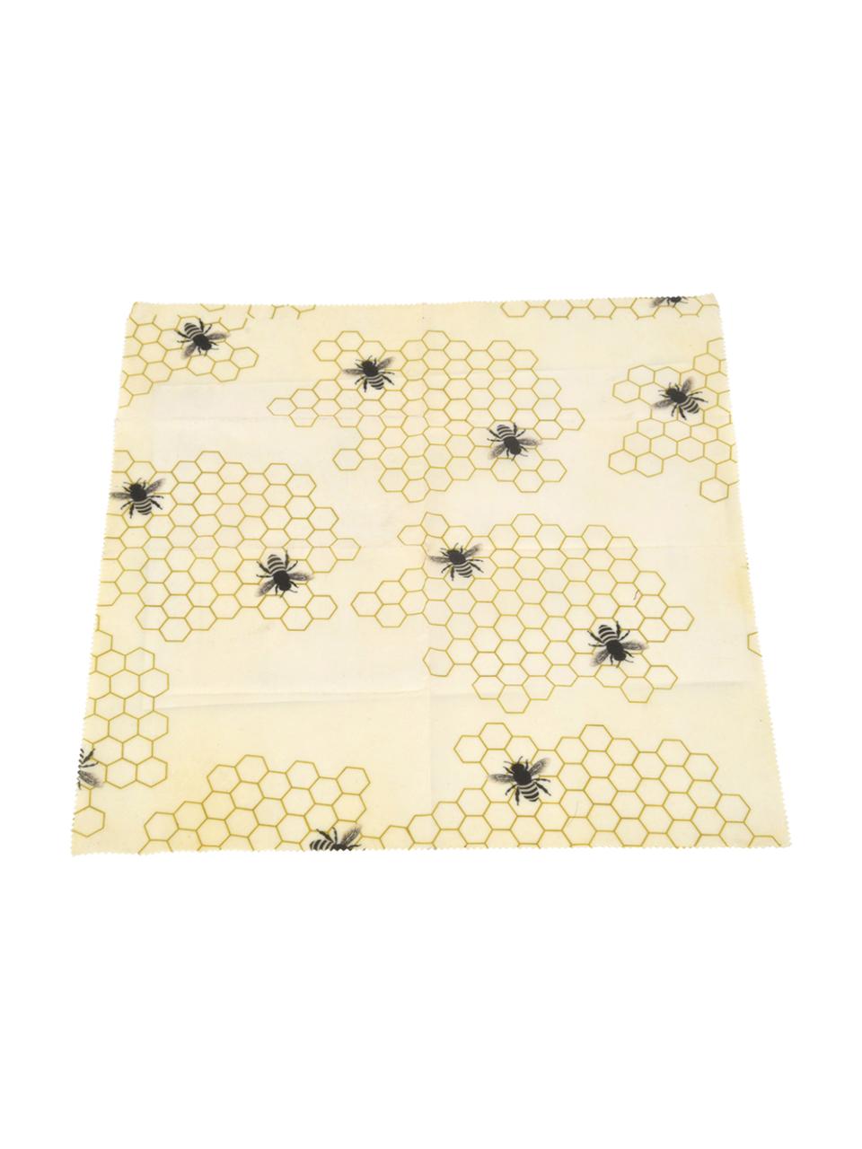 Chiffons en cire d'abeille Bee, 3 élém., Coton, cire, Jaune, noir, Lot de différentes tailles