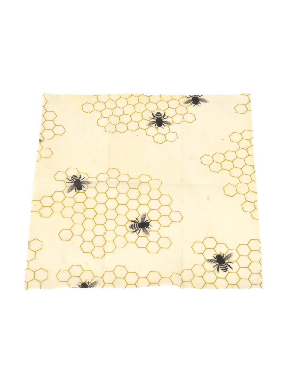 Chiffons en cire d'abeille Bee, 3 élém., Coton, cire, Jaune, noir, Lot de différentes tailles