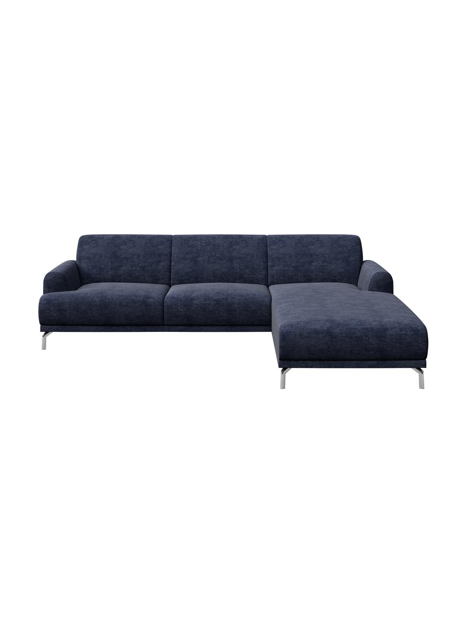 Sofa narożna z Zero Spot System Puzo, Tapicerka: 100% poliester z Zero Spo, Nogi: metal lakierowany, Niebieski, S 240 x G 165 cm