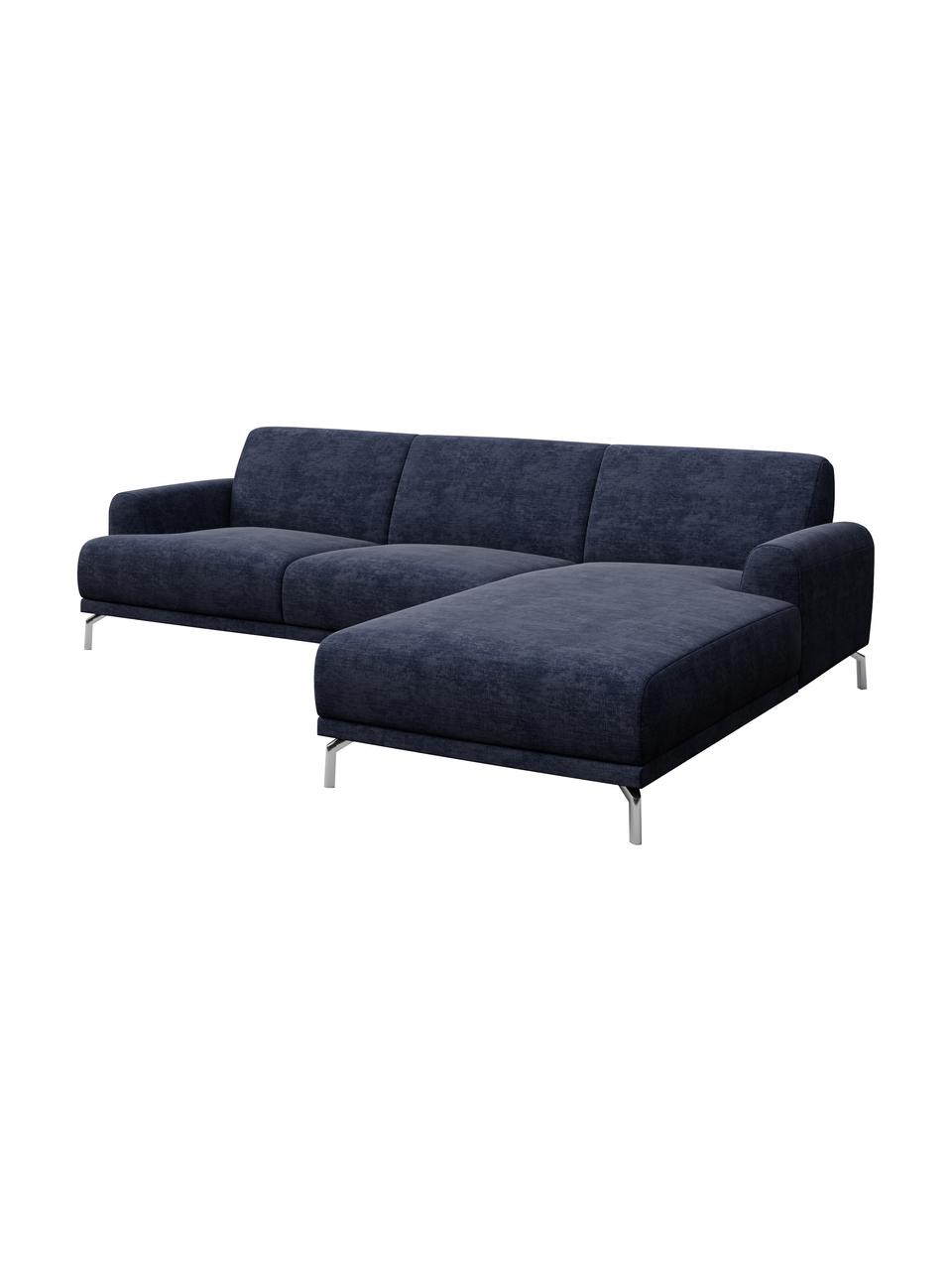 Sofa narożna z Zero Spot System Puzo, Tapicerka: 100% poliester z Zero Spo, Nogi: metal lakierowany, Niebieski, S 240 x G 165 cm