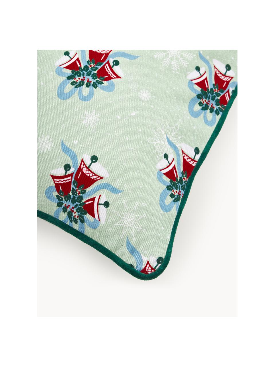 Kussenhoes Bells met kerstmotief, Bekleding: 100% katoen, Meerkleurig, B 45 x L 45 cm