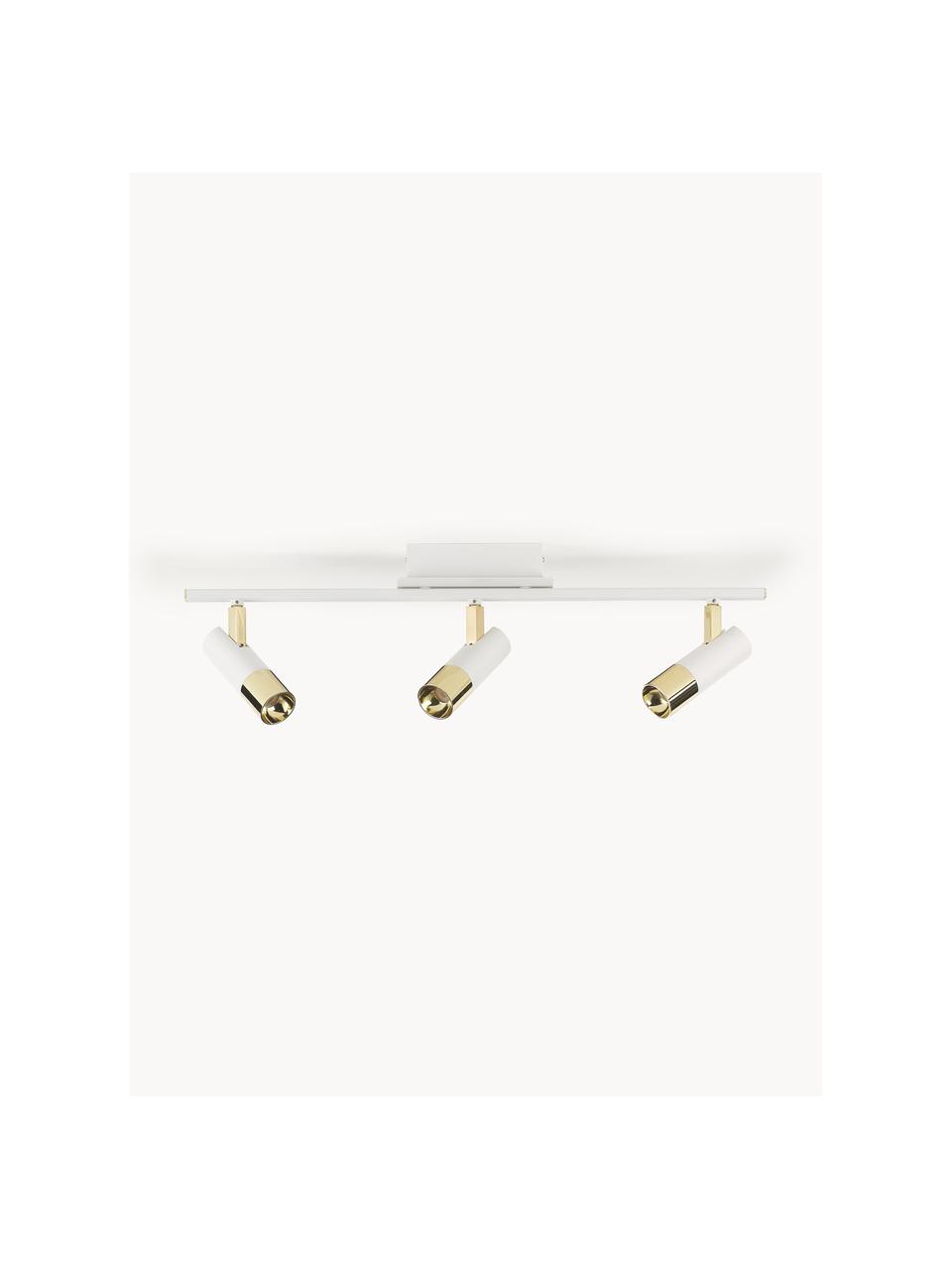 Faretti a LED da soffitto color bianco-oro Bobby, Paralume: metallo verniciato a polv, Baldacchino: metallo verniciato a polv, Struttura: metallo verniciato a polv, Bianco, dorato, Larg. 66 x Alt. 13 cm