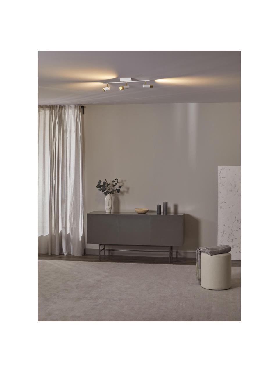 Faretti a LED da soffitto color bianco-oro Bobby, Paralume: metallo verniciato a polv, Baldacchino: metallo verniciato a polv, Struttura: metallo verniciato a polv, Bianco, dorato, Larg. 66 x Alt. 13 cm