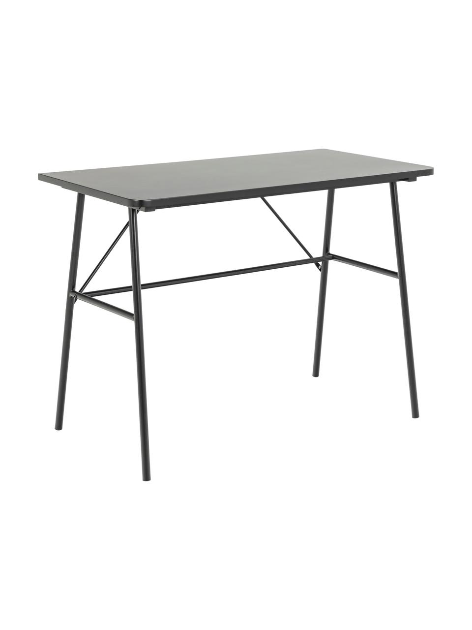 Bureau Pascal in zwart, Tafelblad: MDF, Frame: gepoedercoat metaal, Zwart, B 100 x H 75 cm