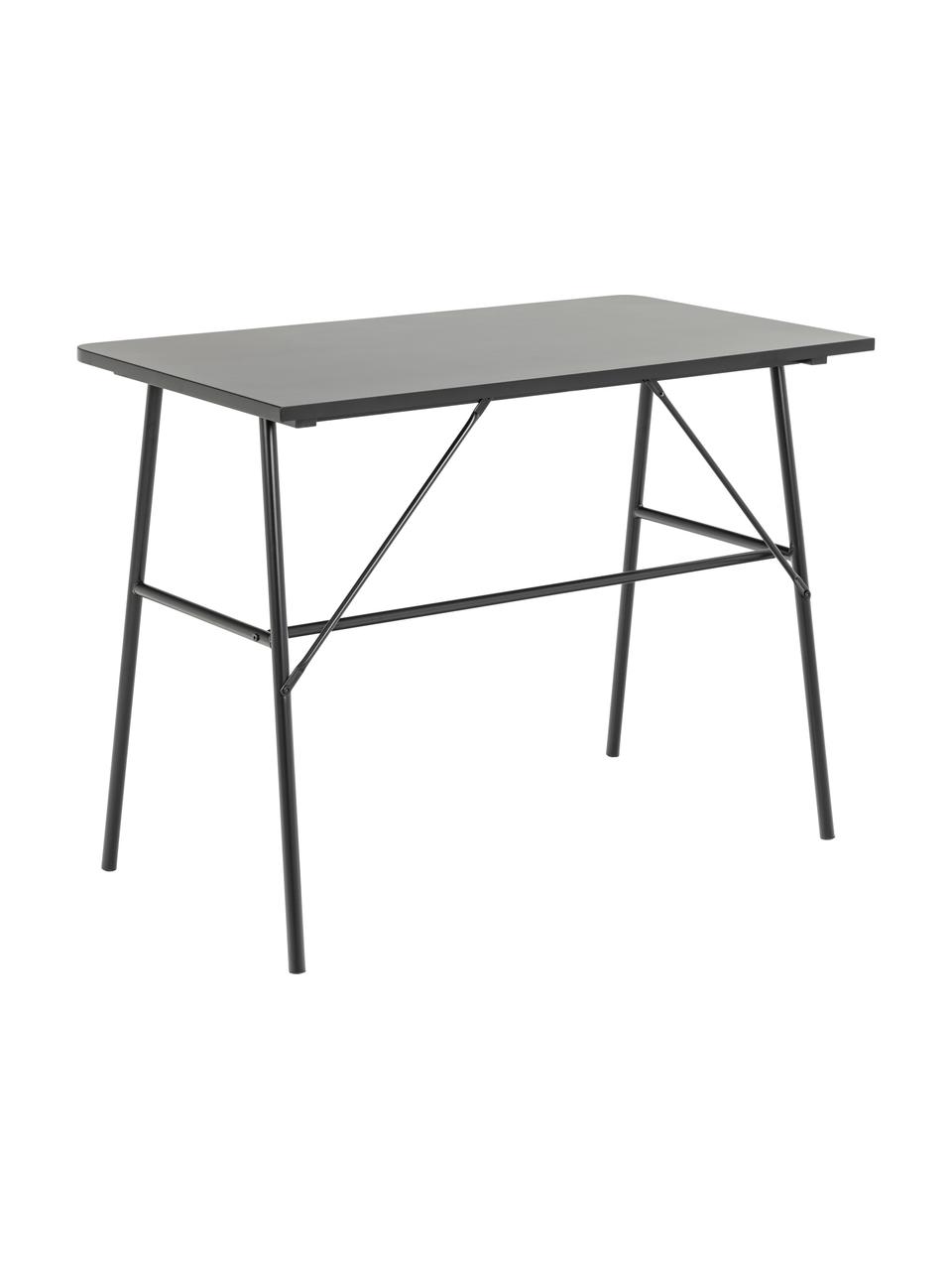 Bureau Pascal in zwart, Tafelblad: MDF, Frame: gepoedercoat metaal, Zwart, B 100 x H 75 cm