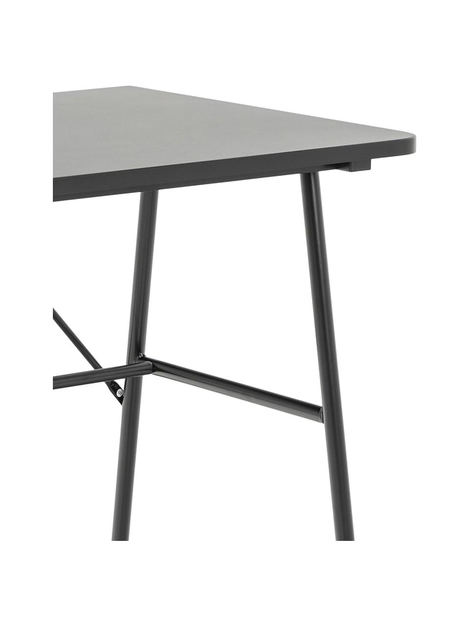 Bureau industriel noir Pascal, Noir, larg. 100 x haut. 75 cm